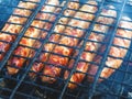Natural sausages fried on the grill. BBQ Royalty Free Stock Photo