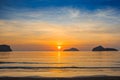 Natural scene at Ao Manow beach in sunrise time. Royalty Free Stock Photo