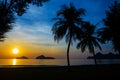 Natural scene at Ao Manow beach in sunrise time. Royalty Free Stock Photo