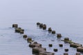 The parts of an old pier in the lake Michigan. Royalty Free Stock Photo