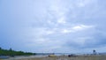 Natural Scenery Of Blue-gray Sky With Wide Expanse Of Beach Sand