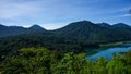 The natural scenery of mountains and dense forests with beautiful lakes in them Royalty Free Stock Photo