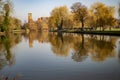 Natural scenes at the river of avon in stratford with old trees