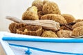 Natural Sea Sponges in sponge divingÃÂ´s boat Royalty Free Stock Photo