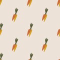 Natural seamless vector pattern with farm carrots vegetables. Simple cartoon doodle hand drawn scandinavian style