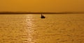 Natural seascape lansscape with boat golden hour