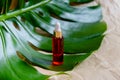 Natural Serums. Cosmetic hydrating serum in a glass bottle with pipette close up.