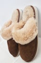 Natural sheepskin slippers for men& x27;s