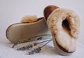 Natural sheepskin slippers for women