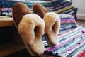 Natural sheepskin slippers for women