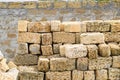 Natural shell rock building material. Blocks made of environmentally friendly construction site Royalty Free Stock Photo