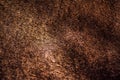Macro of a fur. Natural short brown fur. Brown texture from the seamy side of the sheepskin coat