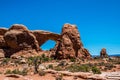 Natural sight of America. A stone natural arch in the desert Moab, Utah. Arches National Park Royalty Free Stock Photo