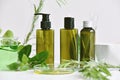 Natural skin care beauty products, Natural organic botany extraction and scientific glassware. Royalty Free Stock Photo