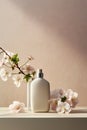 Natural skincare cosmetics bottles background