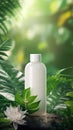 Natural skincare cosmetics bottles background