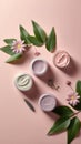 Natural skincare cosmetics cream jar background