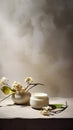 Natural skincare cosmetics cream jar background