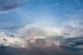 Natural sky composition. Dark ominous colorful storm rain clouds. Dramatic sky. Overcast stormy cloudscape. Thunderstorm Royalty Free Stock Photo