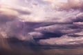 Natural sky composition. Dark ominous colorful storm rain clouds. Dramatic sky. Overcast stormy cloudscape. Thunderstorm Royalty Free Stock Photo