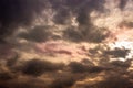 Natural sky composition. Dark ominous colorful storm rain clouds. Dramatic sky. Overcast stormy cloudscape. Thunderstorm Royalty Free Stock Photo