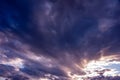 Natural sky composition. Dark ominous colorful storm rain clouds. Dramatic sky. Overcast stormy cloudscape. Thunderstorm Royalty Free Stock Photo