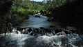 Small river with small waterfall cascade view