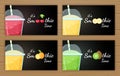 Natural smoothie fruit shake logo illustration set