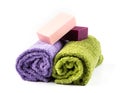 natural soap bar on bath towel