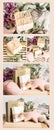 Natural soaps collage with ceramic shells Royalty Free Stock Photo