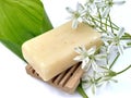 Natural soap with flowers of a poultry cage Royalty Free Stock Photo