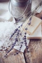 Natural soap, lavender, salt, cloth