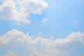 Natural soft clouds pattern and sunshine ray on blue sky background Royalty Free Stock Photo