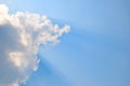 Natural soft clouds pattern and sunshine ray on blue sky background Royalty Free Stock Photo