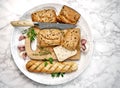 Natural sourdough bread and various types of traditional Polish rolls. Royalty Free Stock Photo