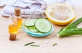 Natural Spa Ingredients cucumber Royalty Free Stock Photo