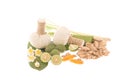 Natural Spa Ingredients . The herbal compress ball and ingredients for spa treatment. Royalty Free Stock Photo