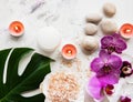 Natural spa ingredients with orchid flowers Royalty Free Stock Photo