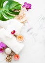 Natural spa ingredients with orchid flowers Royalty Free Stock Photo