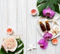 Natural spa ingredients with orchid flowers Royalty Free Stock Photo