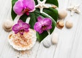 Natural spa ingredients with orchid flowers Royalty Free Stock Photo