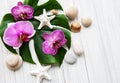 Natural spa ingredients with orchid flowers Royalty Free Stock Photo