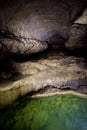 Natural speleothem, cascades of lakes and waterfalls in Nizhneshakuranskaya cave