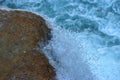 Natural splash flowing onsen hto spring river at Yudanaka Nagano Japan.