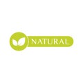 Natural stiker, label, badge. Ecology icon. Stamp template for organic and eco friendly products with leaves. Vector