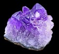 Natural Stone Amethyst with Remnants of Rock On the Sole. Isolated On Black Background Royalty Free Stock Photo