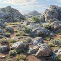 Natural Stone Background. Jagged Slate Rock Formation With Detailed Textures. Generative AI