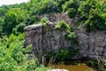 Natural stone bank, Rocky Canyon, wild waterway, amazing landscape of Ukrainian nature