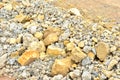Natural stone dolomite in the limestone open-pit. Building materials, wall background, texture Royalty Free Stock Photo