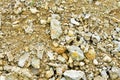 Natural stone dolomite in the limestone open-pit. Building materials, wall background, texture Royalty Free Stock Photo